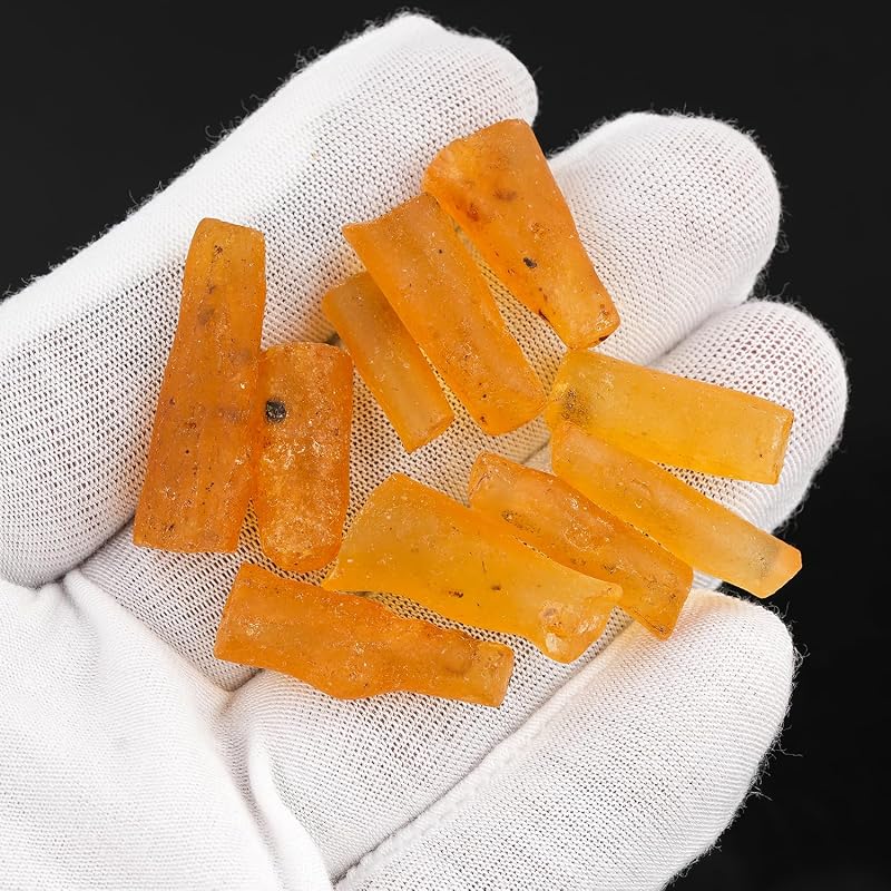 ColouredRocks 5pcs Real Amber Crystals, Raw Pipe Stones, Rough Gemstones - Image 4