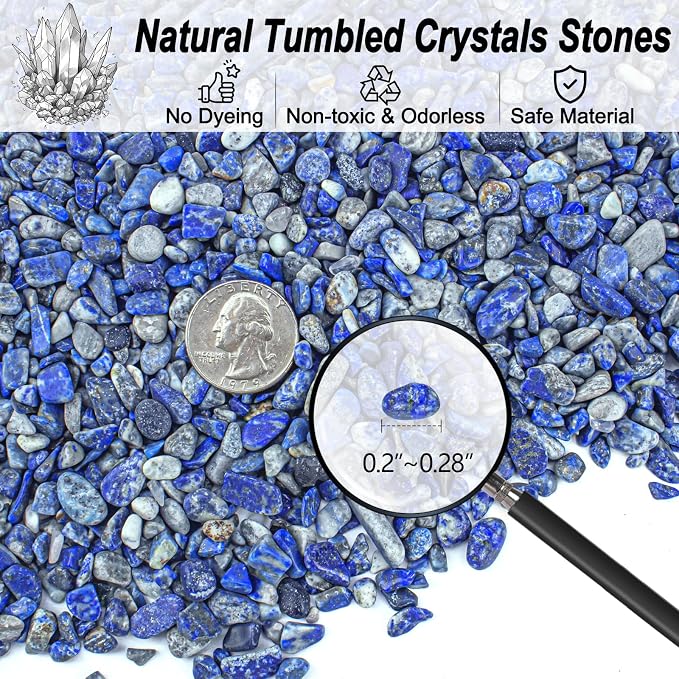 0.88 Lb Lapis Lazuli Crushed Stones Aquarium Gravel Rocks Bulk, Natural Healing - Image 2