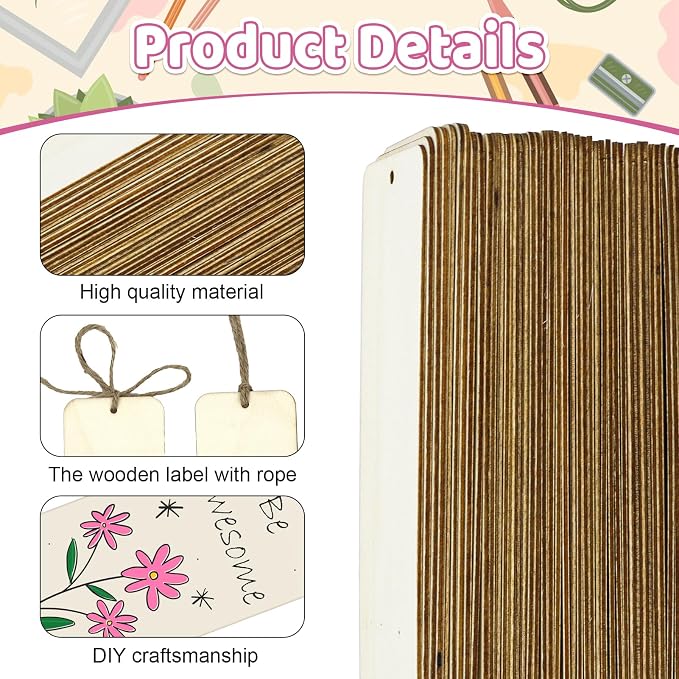 50 Sets 6 x 2 Inch Large Size Wooden Bookmarks - Image 3