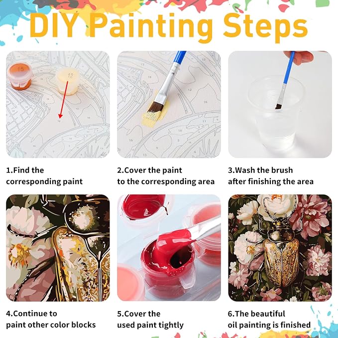 Paint by Numbers for Adult, Beetle Longicorn Paint by Numbers Kit for Adults - Image 9