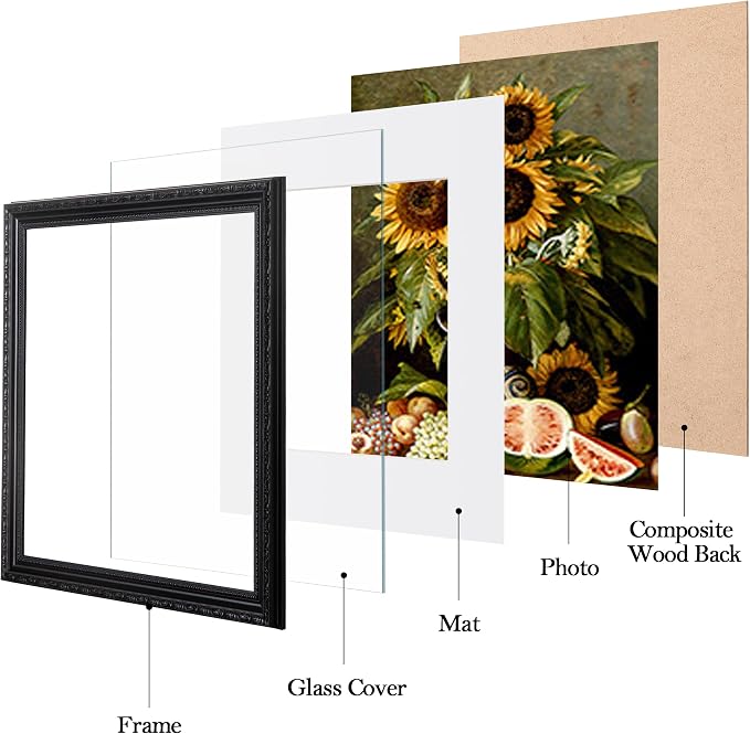 eletecpro 12x12 Vintage Picture Frame, Glass Cover, Wall Mount - Image 2