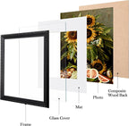 eletecpro 12x12 Vintage Picture Frame, Glass Cover, Wall Mount - Image 2