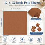 12" x 12" Felt Sheets for Crafts, 2mm Stiff Felt Fabric, Chocolate | 2mm Thick - Image 3
