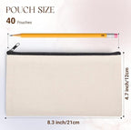 40 PCs Blank canvas Zipper Pouch, Makeup Bags Bulk Pencil Pouch - Image 2