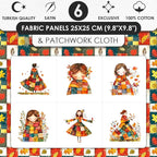 Autumn Girls Patchwork Cotton Fabric Panel – 6 Designs + Bonus Patchwork Sheet - Image 3