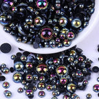 1500PCS 3-14mm BlackAB Flatback Pearls, 150g Half-Round ABS Pearls - Image 7