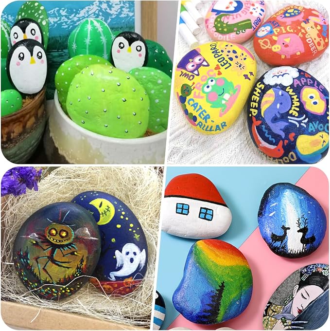 River Rocks for Painting 25 Pcs Large 3.5-5 Inch Flat Smooth Painting Stones - Image 8