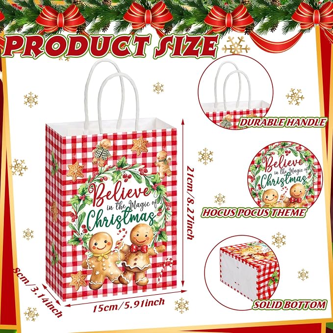 Kolldenn 48 Pcs Christmas Gingerbread Party Favors Bags Christmas Goodie Gift - Image 2