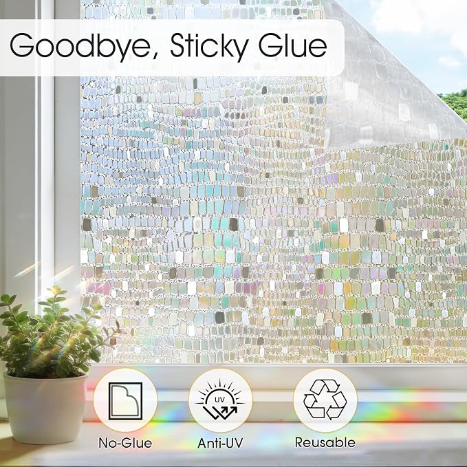 Windimiley Rainbow Window Privacy Film, 3D Stained Glass Christmas Decorative - Image 5