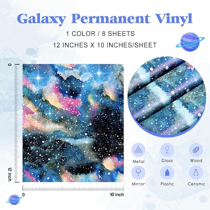 Tintnut Galaxy Permanent Vinyl 8 Sheets 12x10in Permanent Adhesive Vinyl | - Image 2