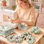 Tudomro 16 Pcs 10'' x 10'' Sage Green Quilting Fabric Square Greenery Floral - Image 6