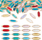 FASHEWELRY 50pcs Faceted Glass Charm Links Crystal Oval Light Gold Plated Alloy by FASHEWELRY