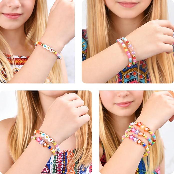 Friendship Bracelets for Girls, 10-Piece Cute Preppy Beaded Bracelet Set for - Image 5