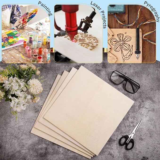 AWIZOM 4 Pack Basswood Sheets for Crafts 12x12x1/2 Inch-12mm Thick Unfinished - Image 5