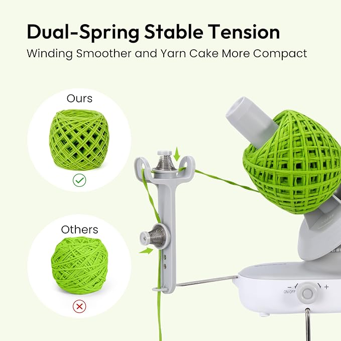 Electric Yarn Winder for Crocheting, Upgrade Dual-Spring Tension 10oz Large - Image 3