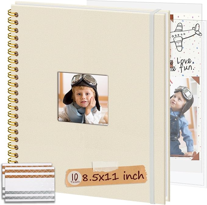 8.5x11 Inch Scrapbook Photo Album, Linen Cover DIY Scrapbooks by Hiwhy