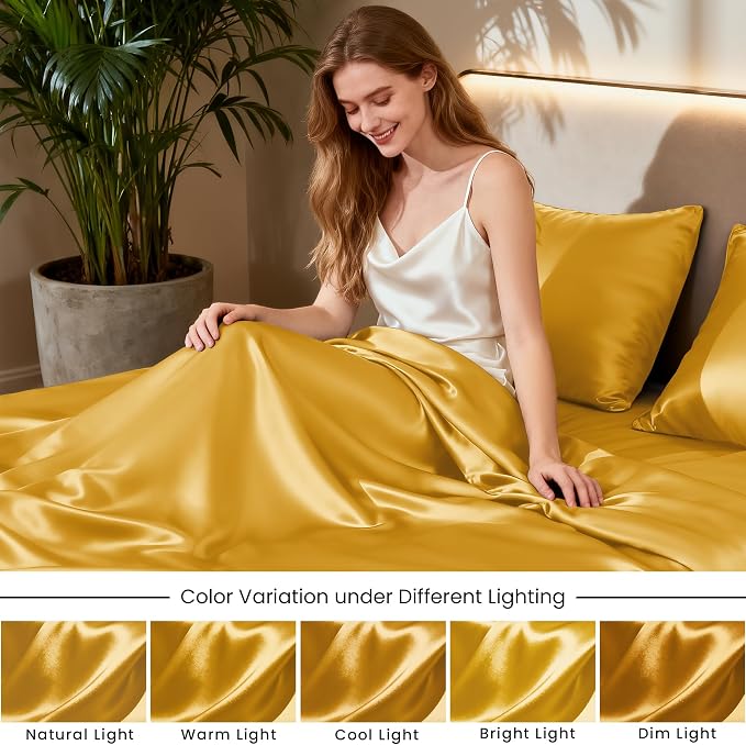 Love's cabin 4Piece California King Satin Bed Linen Set, Deep Pocket, Luxury - Image 7