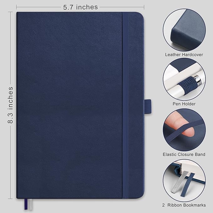 RETTACY Dotted Journal Notebook, 192 Pages, A5 Medium Size | Leather Hardcover - Image 2