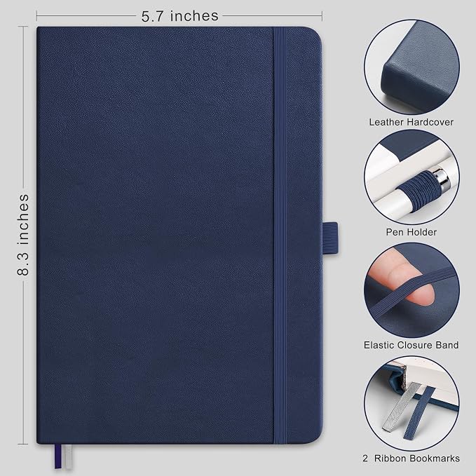 RETTACY Lined Journal Notebook, 192 Numbered Pages, A5 Size | Leather Hardcover - Image 2