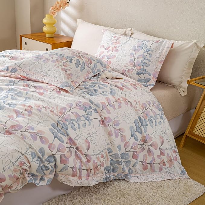 OAITE Duvet Cover Set King Size Floral Pattern Ultra Soft 100% Cotton Duvet - Image 5