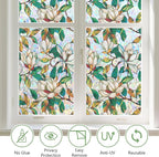 Kromapolis Window Privacy Film, Stained Glass Sticker Floral Window Clings - Image 6