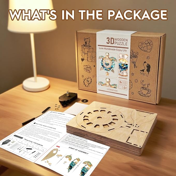 3D Puzzles for Adults Clock-Turtle Design Model Kit-Mechanical DIY Pendulum - Image 2