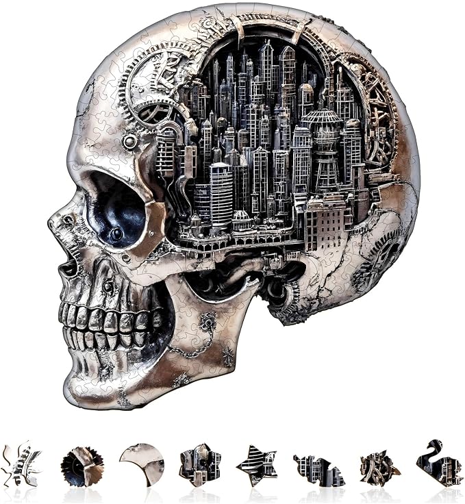 City Skull Puzzles Adults Gifts Wooden 250 Pieces 13.4 * 12.3in by Jollitot
