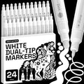 ARTISTRO 24 White Dual-Tip Acrylic Paint Markers – Paint Pens Set by ARTISTRO