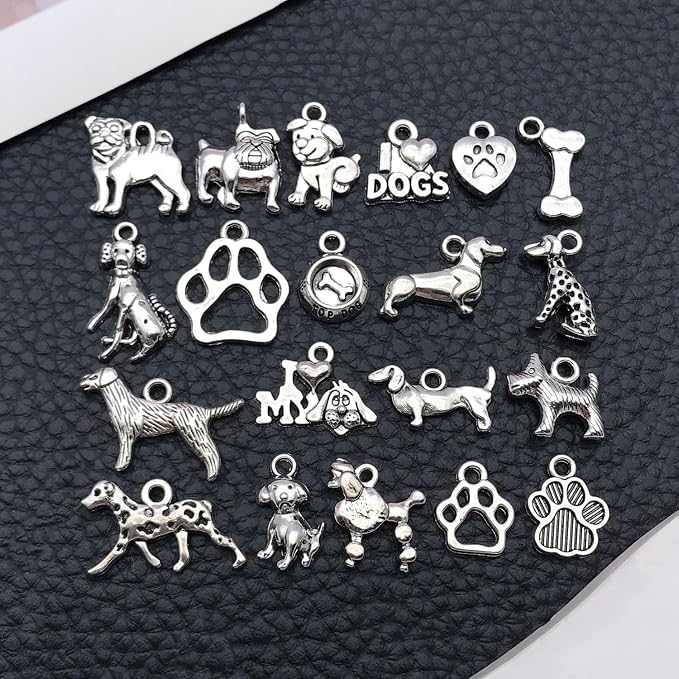WOCRAFT 60pcsAntique Silver Dogs Charms Bracelet Charms - Image 5