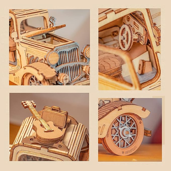Rowood 3D Puzzles for Adults, Vintage Car Wooden Model Kits to Build, DIY Adult - Image 4