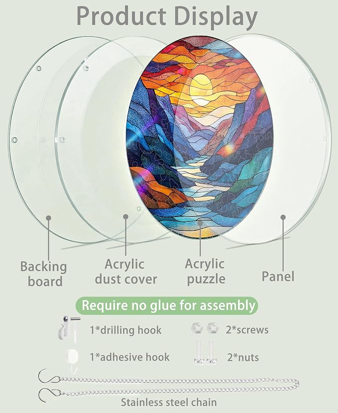 Acrylic Puzzle Suncatcher, Sunset Mountain Rive Sun Catcher - Image 6