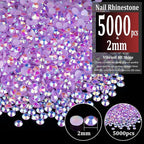 5000pcs 2mm Resin Rhinestones Bulk, Lavender Purple AB Flatback Round Jelly - Image 2