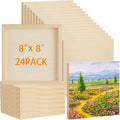 Barydat 24 Pcs Wood Panels for Painting 8'' x 8'' Unfinished Wood Canvas Board by home
