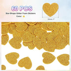 MECCANIXITY 60Pcs Glitter Foam Stickers 1 Inch Self-Adhesive Sparkly - Image 2