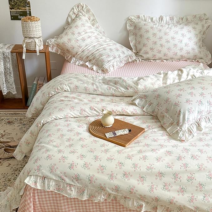 mixinni Pink Floral Duvet Cover Set Full Size - Image 5