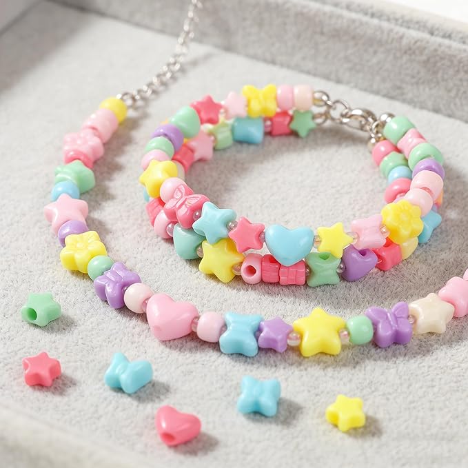 800pcs Pony Beads, Kandi Beads for Bracelets Making Kit, Hair Braids Crafts - Image 4