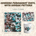 Tintnut Cow Print Permanent Vinyl 8 Sheets 12"x10" Cowhide Adhesive Vinyl | - Image 2