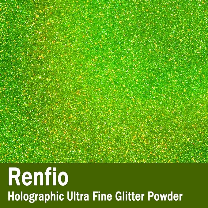 Renfio Holographic Ultra Fine Glitter Powder Metallic Resin Glitter 2.11 Oz PET - Image 2