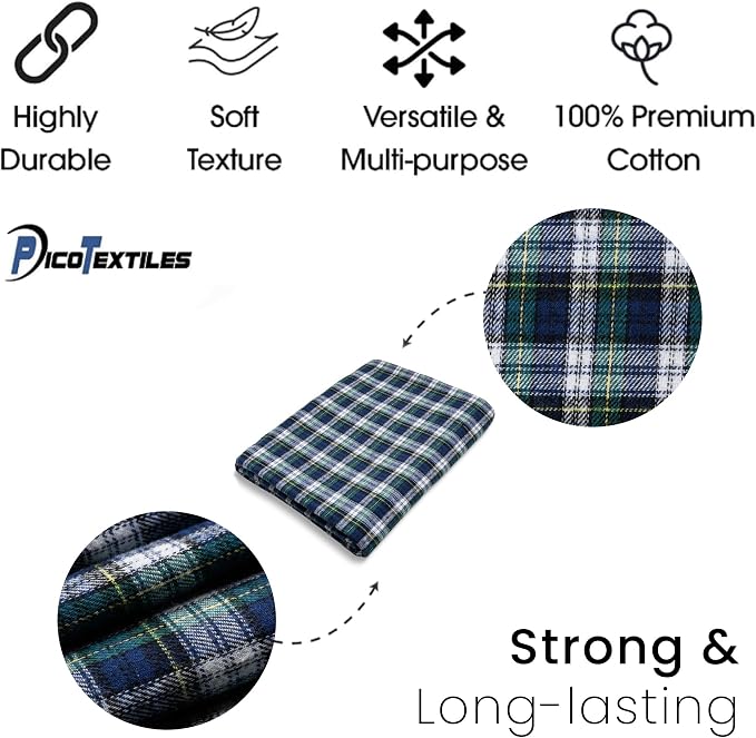 Pico Textiles 5 Yards Bolt Green and Blue Tartan Plaid Flannel Fabric - Image 4