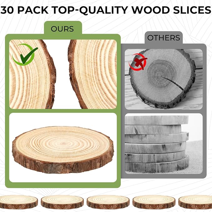 FSWCCK 30 Pack Nature Unfinished Wood Slices, 3.5-4 Inches Round Wooden Circle - Image 5