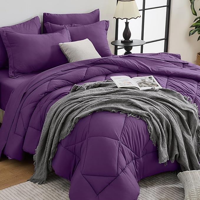 HEVUMYI Grape Purple Queen Comforter Set by HEVUMYI