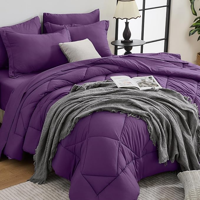 HEVUMYI Grape Purple California King Comforter Set by HEVUMYI