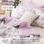 LEMIROE Pink Floral Cotton Comforter Queen Size 3PC - Image 4
