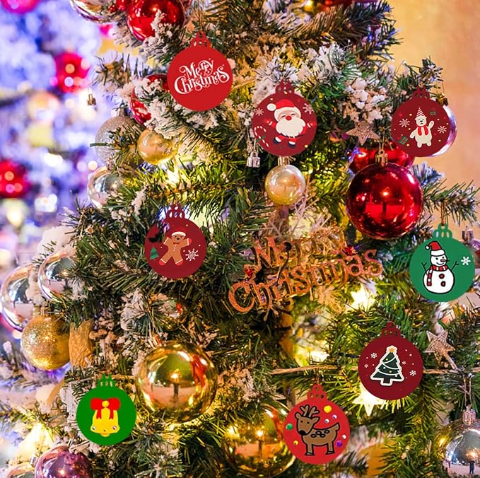 Artmag 50pcs Christmas Unfinished Wood Wooden DIY Ornaments Blank Round Wood - Image 3