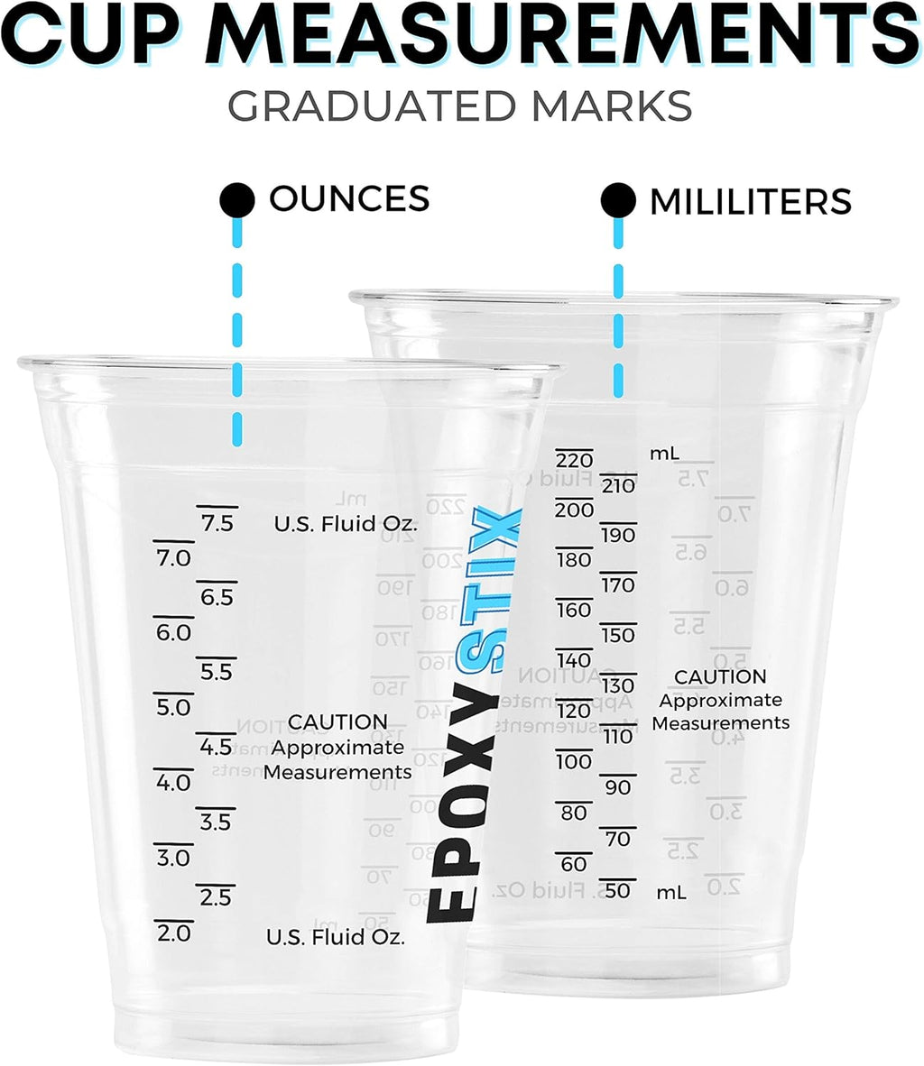 [Pack of 100] 10oz Disposable Graduated Measuring Cups for Mixing - Measurements in mL and Oz - Multipurpose Reusable Cups for Paint, Epoxy Resin, Stain, Liquid Mixing Cups