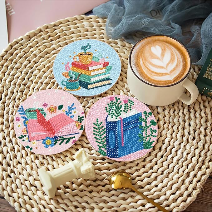 8 Pcs Book Diamond Art Coasters Kit - Image 3