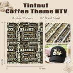 Tintnut Coffee Theme Heat Transfer Vinyl, 12 Sheets 12"x10" Iron on Vinyl | - Image 2