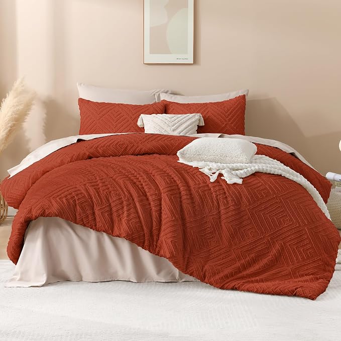 Andency Burnt Orange Queen Size Comforter, Terracotta Boho Fall Lightweight - Image 2