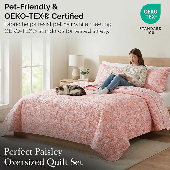 Southshore Fine Living, Inc. Paisley Quilt Set King/California Size, Light - Image 5