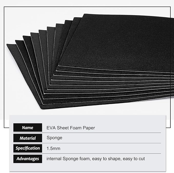 BENECREAT 10PCS Self Adhesive Backed Foam Sheet 12x8 Inch Black Nonslip EVA - Image 4